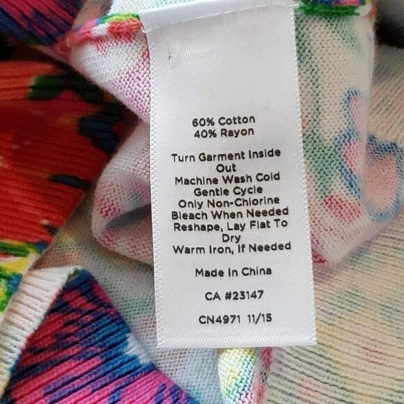 Talbots Cardigan Sweater Womens Size Large LP Pink Floral Button Up Cotton Knit - Picture 7 of 8